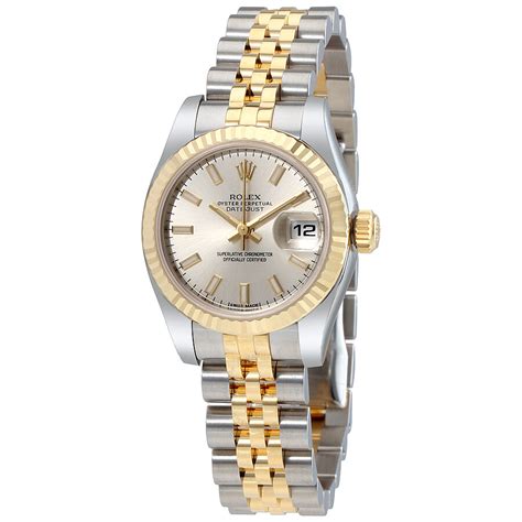 silver and gold rolex womens